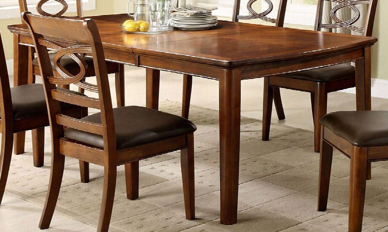 Carlton Collection Cm3149t 60" - 78" Extendable Dining Tale With Transitional Style And 18" Expandable Leaf In Brown