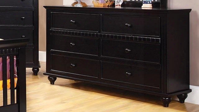 Caspian Collection Cm7920bk-d 54" Dresser With 6 Drawers Round Pul L Knobs And Short Turned Legs In