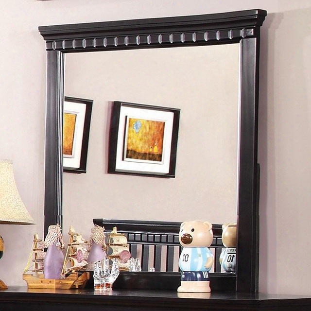 Caspian Collection Cm7920bk-m 30" X 37" Mirror With Rectangular Shape Frame Decorative Molding Details And Solid Wood Construction In