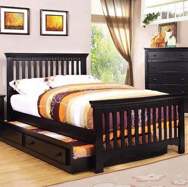 Caspian Collection Cm7920bk-t-bed Twin Size Bed With Slatted Style Headboard And Footboard Rectagnular Shape And Solid Wood Construction In