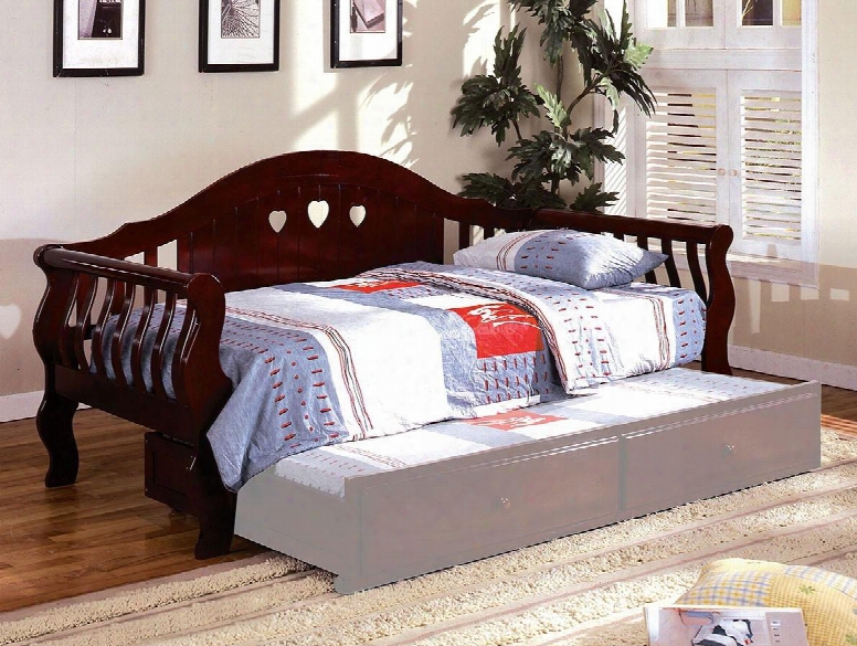 Charlotte Collection Cm1625ch-bed Twin Size Daybed With Camel Style Curved Back Heart-shape Cutouts Solid Wood And Wod Veneer Construction In Cherry