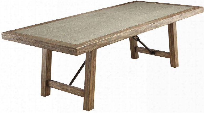 Colette Collection 92" Cm3562t Dining Table With Industrial Style Metal Accents On Table Base And Wooden Top With Concrete-like Insert In Rustic