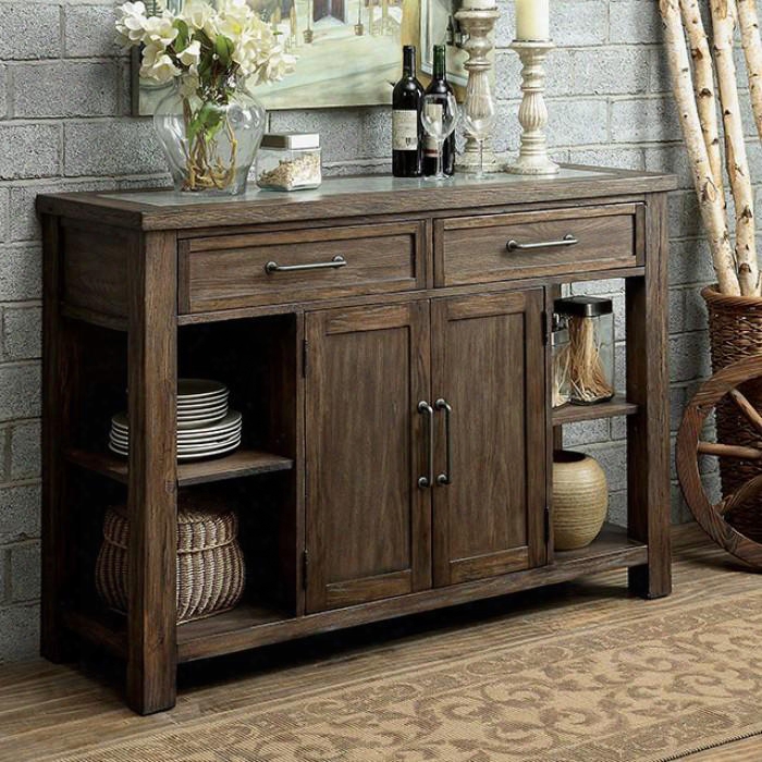 Colette Collection Cm3562sv 54" Server With Wood Top With Stone Insert 2 Drawers And 2 Doors In Rustic