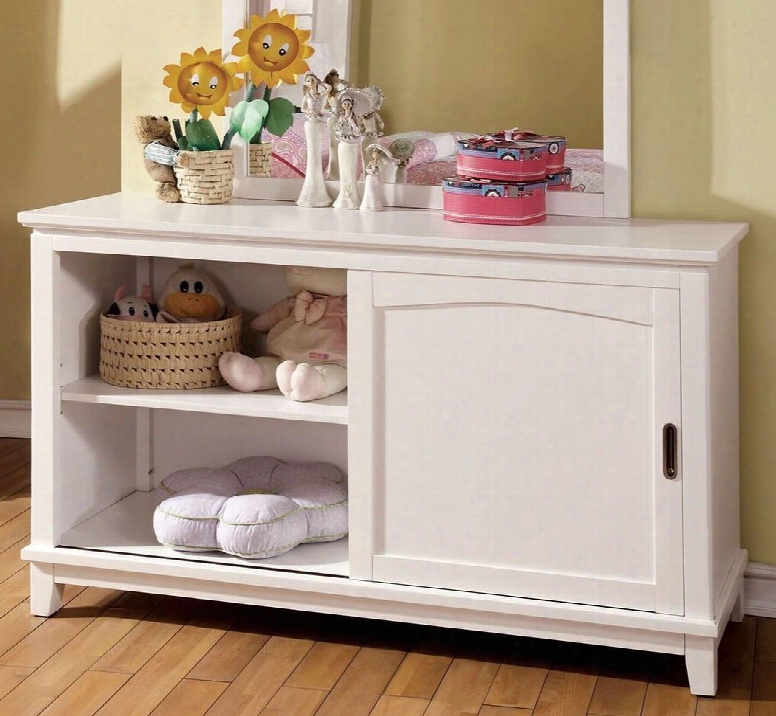 Colin Collection Cm7909wh-d 54" Dresser With 1 Sliding Door 3 Center Metal Glide Drawers Solid Wood And Wood Veneers Construction In White