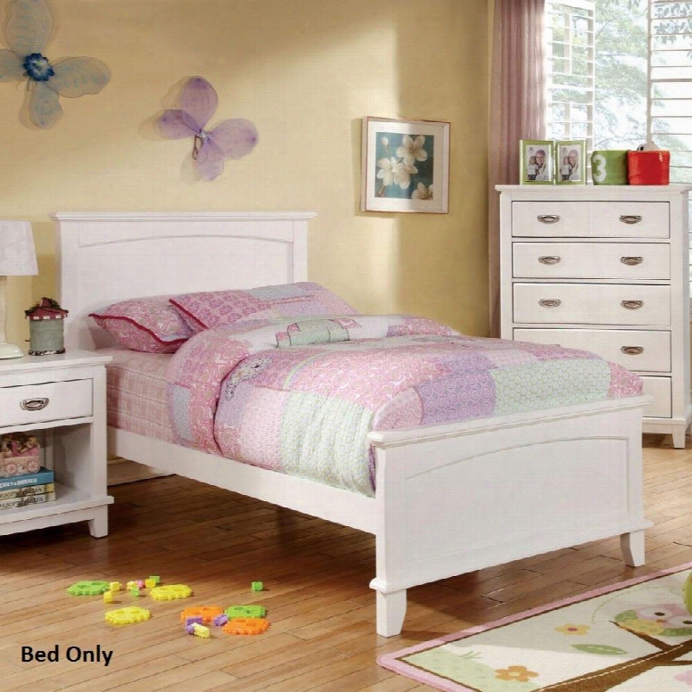 Colin Collection Cm7909wh-t-bed Twin Size Bed With Slat Kit Included Solid Wood And Wood Veneers Construction In White