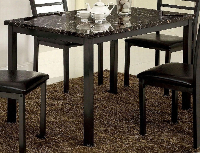 Colman Collection Cm3615t 48" Rectangular Dining Table With Modern Style Faux Marble Table Top And Black Powder - Coated Metal