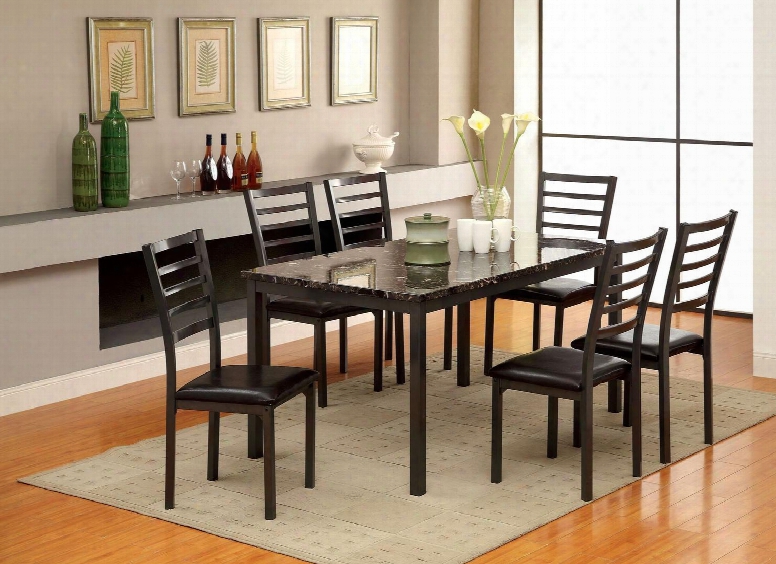 Colman Collection Cm3615t 60"rectangular Dining Table With Faux Marble Table Top And Black Powder-coated Metal