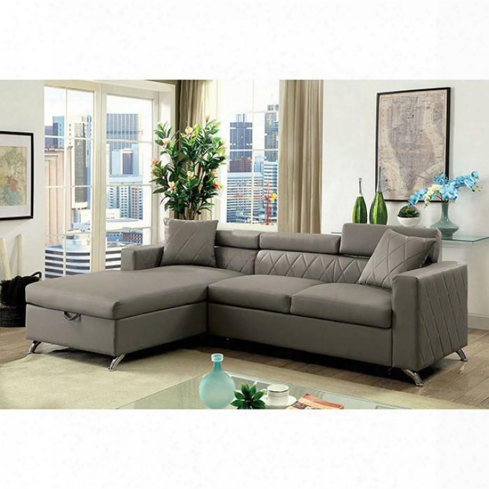 Dayna Collection Cm6292-sectional 98" 2-piece Sectional With Pull-out Bed Contemporary Style Diamond Tufted Back Chrome Legs And Underseat Storage In