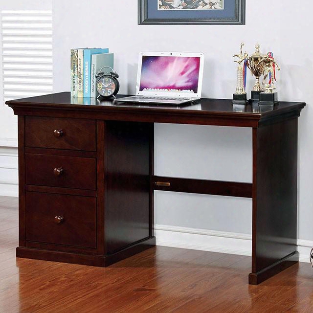 Dede Collecction Cm-dk602-s-pk 37" Small Desk With Transitional Style 3 Drawers And Solid Wood And Wood Veneer Construction In Dark