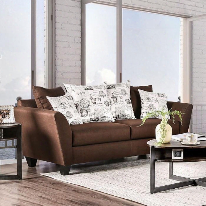 Delanie Collection Sm6203-sf 86" Sofa With Linen-like Fabric Loose Back Pillows And Tapered Legs In