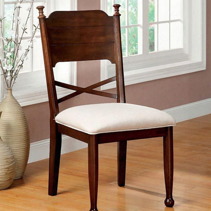 Descanso Collection Cm3558sc-2pk Set Of 2 Side Chair With Cross-back Design In Brown Cherry