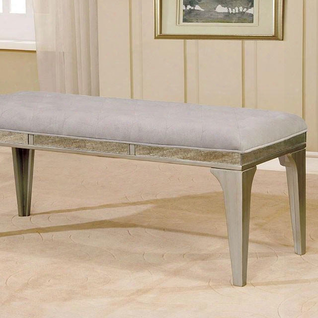 Diocles Cm3020bn Bench With Contemporary Style Flannelette Cushions Button Tufted Chair Backs Solid Wood Wood Veneer Others* In Silver/light