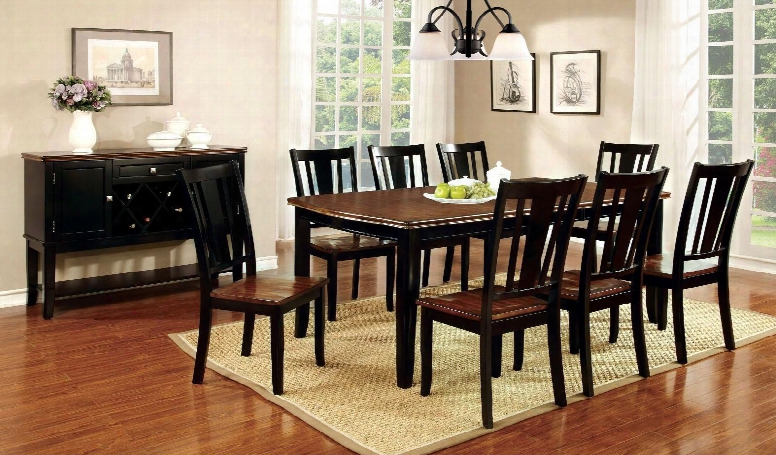 Dover Collection Cm3326bc-t 60" - 78" Extendable Dining Table With Tapered Black Legs Molded Trim And 18" Expandable Leaf In