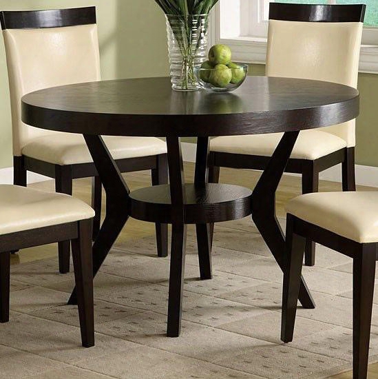 Downtown I Collection Cm3423t 48" Round Dining Table With Contemporary Style Open Bottom Shelf Solid Wood And Wood Veneer In Espresso