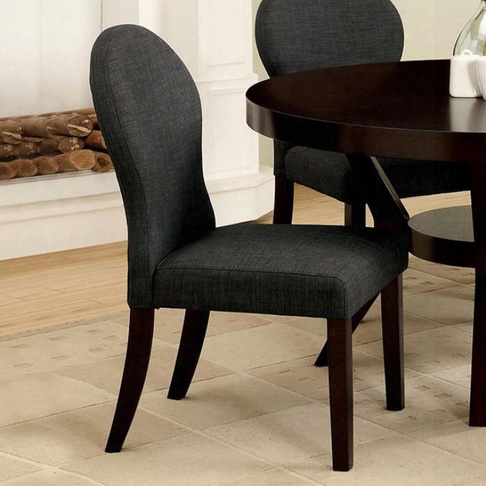 Downtown I Collection Cm342sc-2pk Set Of 2 Side Chair With Rounded Back And Neutral Dark Gray Fabric In Espresso