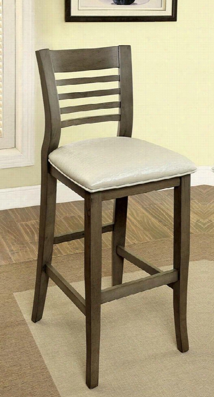 Dwight Ii Collection Cm3988gy-bc-2pk Set Of 2 Bar Chair With Transitional Style Ladder Back And Padded Leatherette Seat In