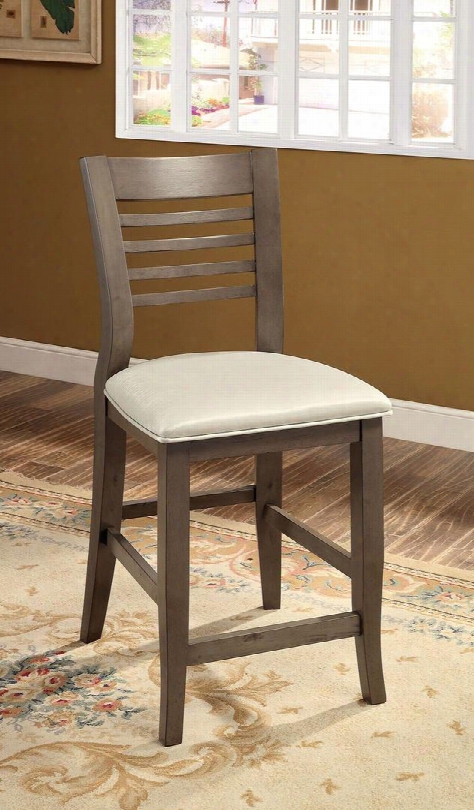 Dwight Ii Collection Cm3988gy-pc-2pk Set Of 2 Counter Height Chair With Ladder Back And Padded Leatherette Seat In