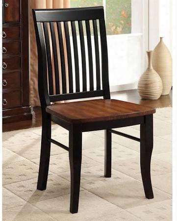 Earlham Collection Cm3101sc-2pk Set Of 2 Side Chair With Wide Wooden Seat And Slat Back In Antique Oak And Black