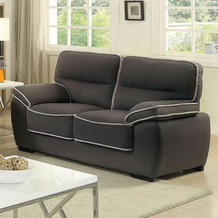 Elly Collection Cm6504-lv 64" Love Seat With Welting Trim Plush Cushions And Faux-nubuck Fabric In