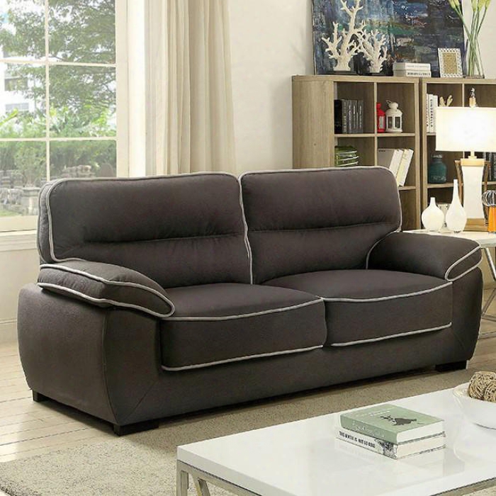 Elly Collection Cm6504-sf 83" Sofa With Welting Trim Plush Cushions And Faux-nubuck Fabric In