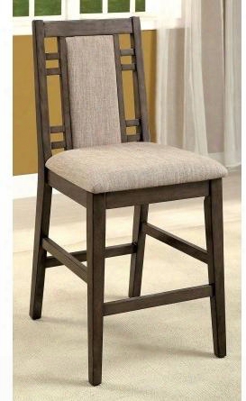 Eris Ii Collection Cm3213pc-2pk Set Of (2) 25" Modern Style Counter Height Chair With Bold Legs And Tapering Frame Padded Fabric Upholstery In Weathered