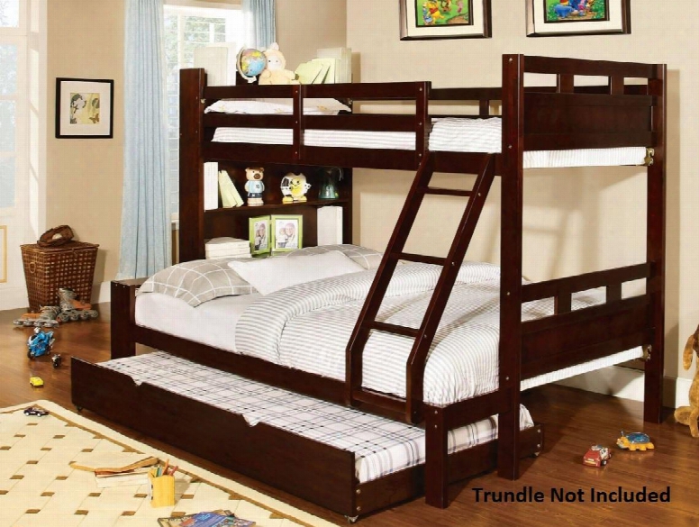 Fairfield Collection Cm-bk459ex-f-bed Twin Over Full Size Bunk Bed With Front Access Step Attached Ladder 10 Pc Slats Top/bottom Solid Wood And Wood Veneers