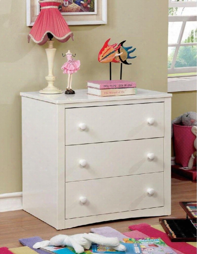 Farem Collection Cm7137c 28" Chest With 3 Drawers Simple Pull Knobs Solid Wood And Wood Veneers Construction In White