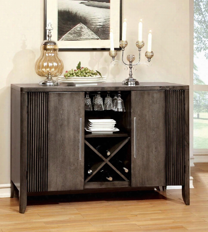 Forbes I Collection Cm3435sv 52" Server With Wood Itching Border Wine And Stemware Rack And 2 Doors In