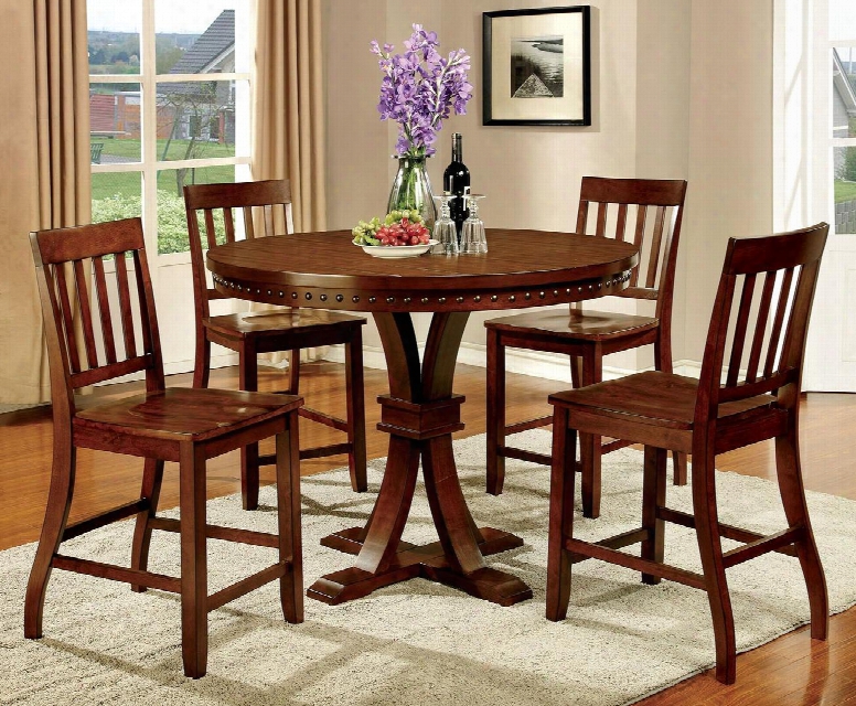 Foster Ii Collection 48" Cm3437pt Counter Height Table With Nailhead Trim Transitional Style Plank Design In Dark