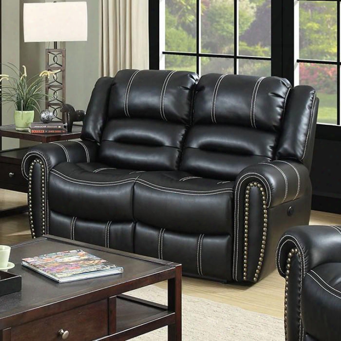 Frederick Collection Cm6130-lv-pm 63" Power-assist Love Seat With 2 Recliners Contrasting Stitching Nailhead Trim And Breathable Leatherette In