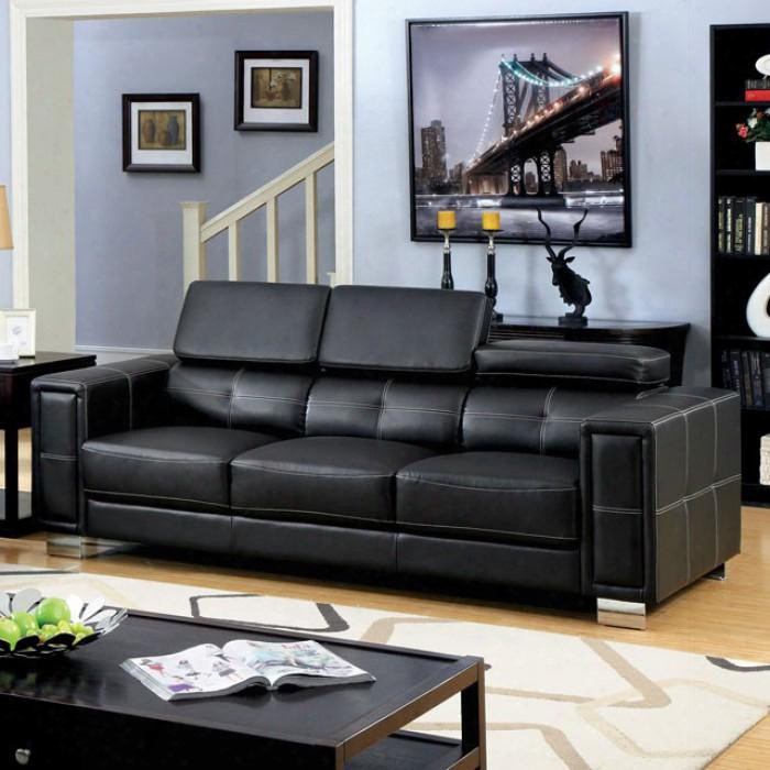 Garret Collection Cm6310-sf 93" Sofa With Adjustable Headrests Chrome Feet And Bonded Leather Match In