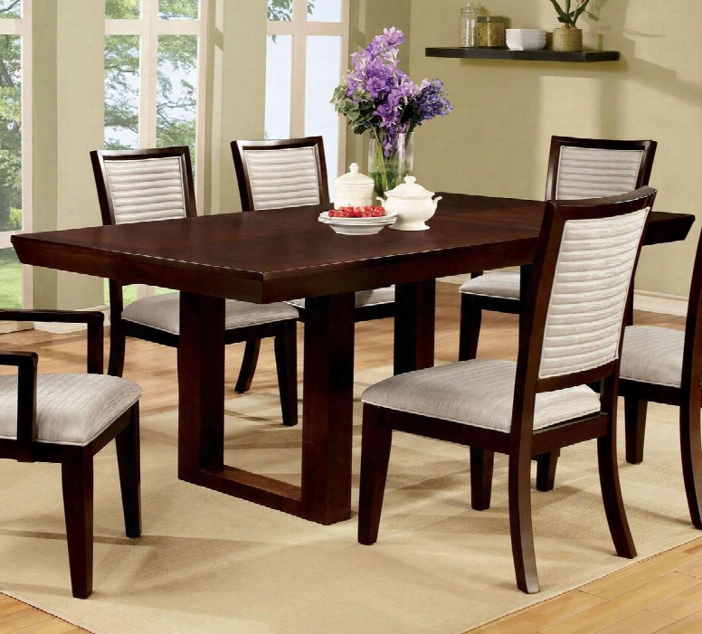 Garrison I Collection Cmm3751t-table 60" - 78" Extendable Dining Table With 18" Expandable Leaf Block Leg Design And Apron In Espresso