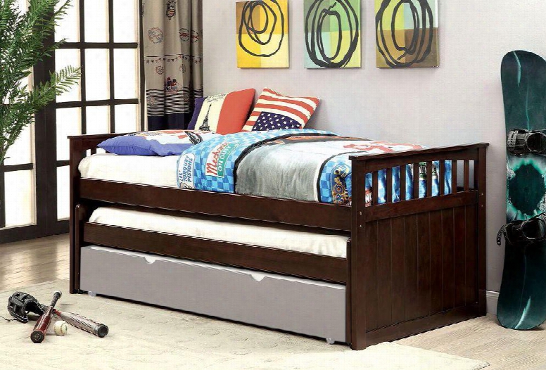 Gartel Collection Cm1610-pk Twin Size Daybed With Slatted Headboard Nesting Design Solid Wood And Wood Veneers Construction In Espresso