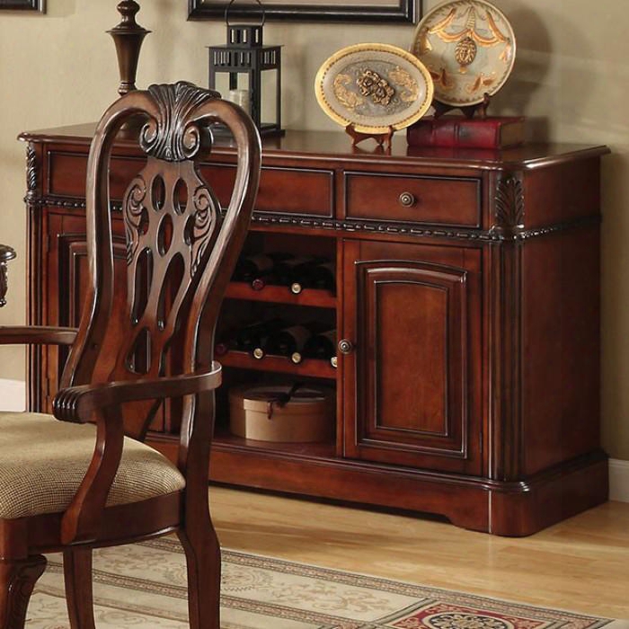George Town Collection Cm3222sv 53" Server With Carved Detailing Wine Rack 2 Doors And 3 Drawers In