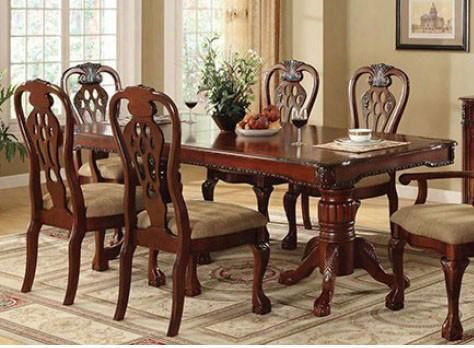 George Town Collection Cm3222t-table 66"-84" Extendable Formal Dining Ttable With 18" Expandable Leaf Double Pedestal Base And Carved Detailing In Antique