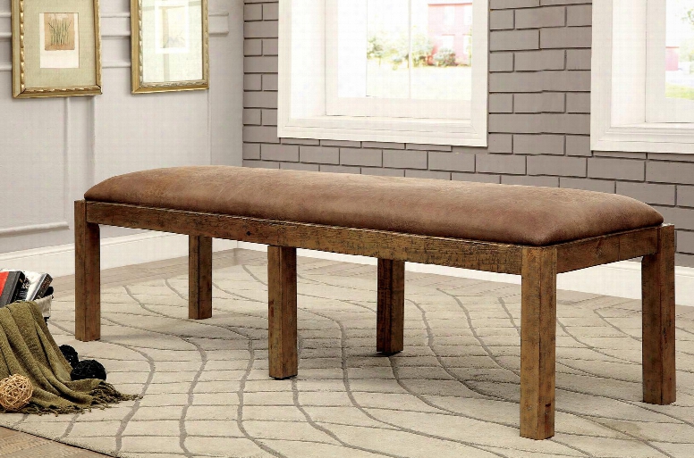 Gianna Cm3829bn Fabric Bench With Industrial Style Bold And Sturdy Design Solid Pine Wood Rustic Pine Finish In Rustic