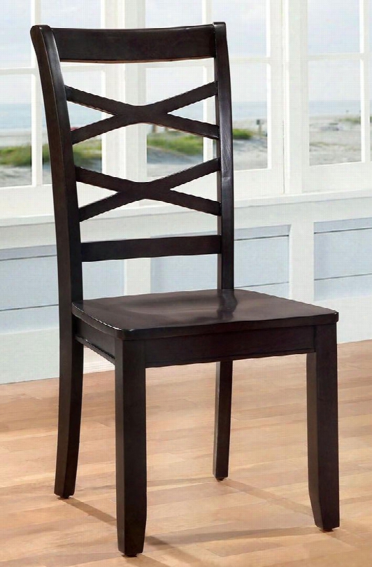 Giselle Collection Cm328ex-sc-2pk Set Of 2 Transitional Sttyle Side Chair With Cross Back And Wooden Contour Seat In