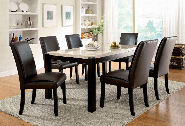 Gladstone I Collection Cm3823t 64" Dining Table With Contemporary Style Genuine Marble Table Top Apron And Legs In Dark