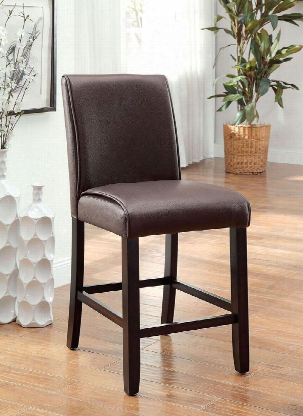 Gladstone Ii Collection Cm3823pc-2pk Set Of 2 Ocunter Height Chair With Tapered Legs And Leatherette Upholstery In Dark