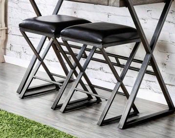 Glasby Collection Cm3369bc-2pk Set Of (2) 24" Industrial Style Bar Stool With Metal X-shaped Legs And Dark Brown Leatherette Seat Cyshion In Weathered