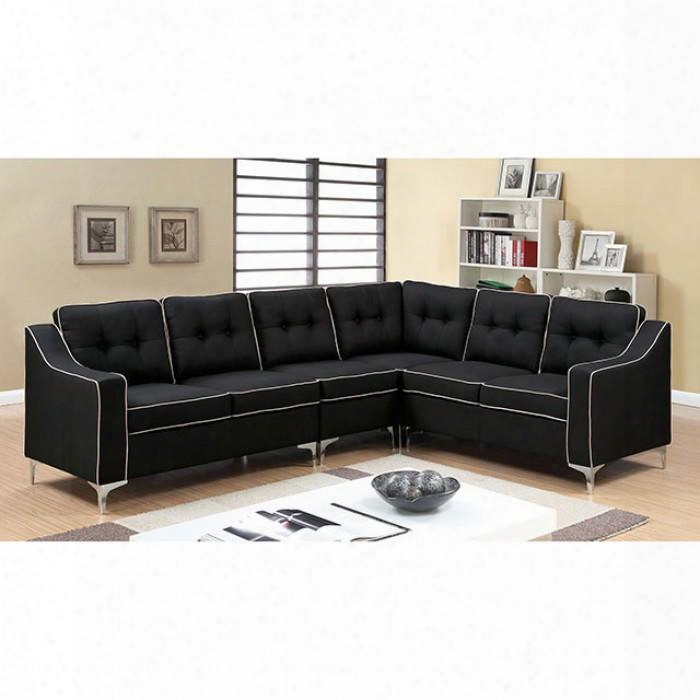 Glenda Ii Collection Cm6851bk-sectional 106" 4-piece Sectional With Left Arm Facing Loveseat Corner Wedge Right Arm Facing Loveseat And Moveable Single Chair