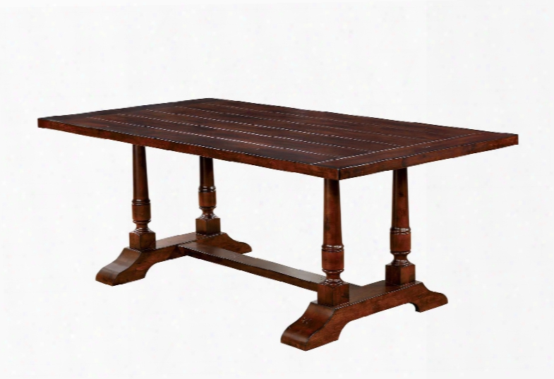 Griselda Collection Cm3136t 80" Dining Table With Transitional Style Plank Design Wooden Contours And Legs In Brown