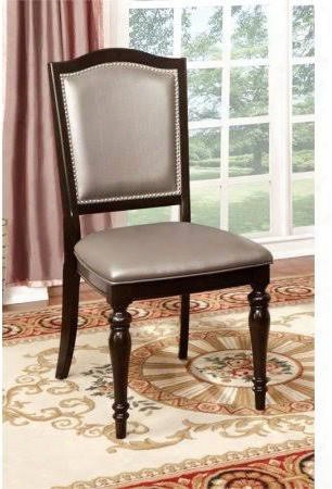 Harrington Collection Cm3970gl-sc-2pk Set Of (2) Pewter Leatherettte Upholstery Side Chair With Front Turned Legs In Dark