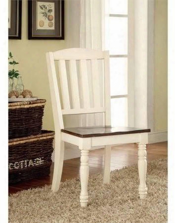 Harrisburgc Ollection Cm3216sc-2pk Set Of 2 Cottage Style Side Chair With Turned Legs In Vintage White And Dark