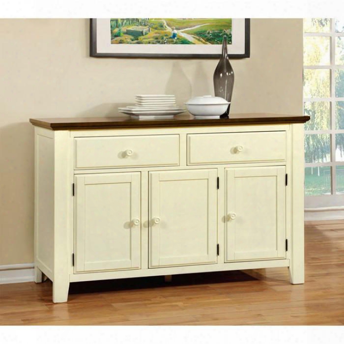 Harrisburg Collection Cm3216sv 56" Server With 2 Drawers And 3 Cabinet Doors In Vintage White And Dark Oak