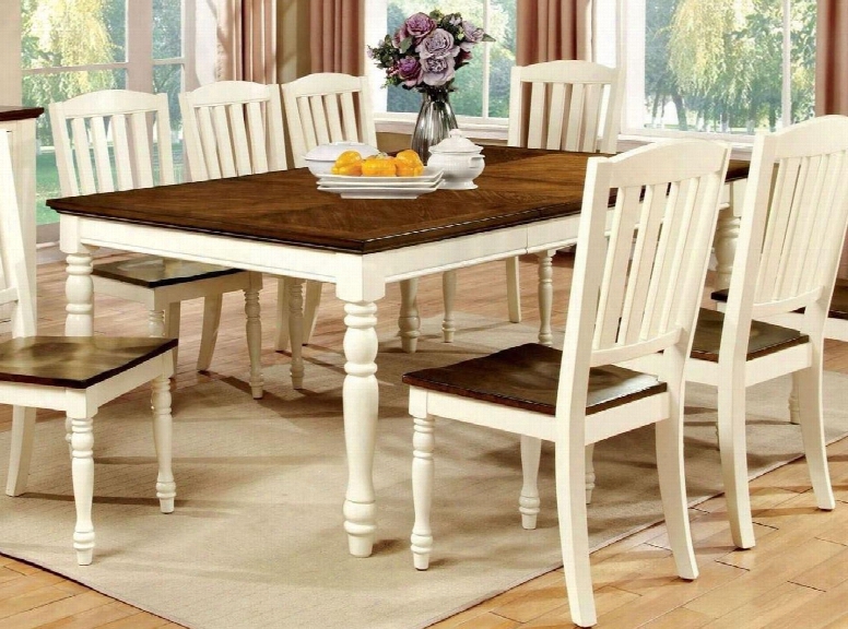 Harrisburg Collection Cm3216t 60" - 78" Extendable Dining Table With Cottage Style Turned Legs And 18"butterfly Leaf In Vintage White/dark