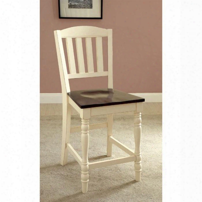 Harrisburg Ii Collection Cm3216pc-2pk Set Of (2) 23" Cottage Style Counter Height Chair With Turned Legs In Vintage White And Dark