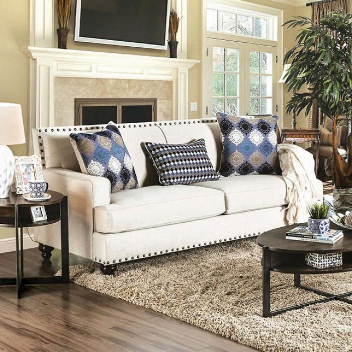 Haskell Collection Sm6303-sf 87" Sofa With Premium Fabric Nailhead Trim And Track Arms In