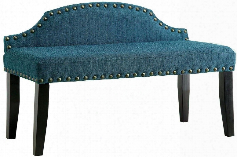Hasselt Collection Cm-bn6880tl-s Small Size Bench With Nailhead Trim Tapered Legs Low Back Solid Wood Construction And Padded Linen-like Fabric Upholstery