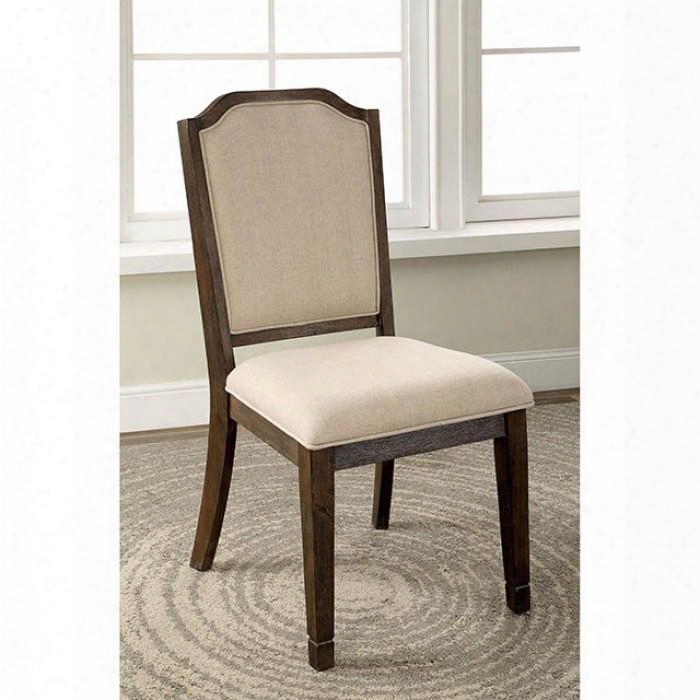 Haylee Collection Cm3193sc-2pk Set Of 2 Side Chair With Transitional Style Padded Fabric Upholstery In Wire-brushed Brown